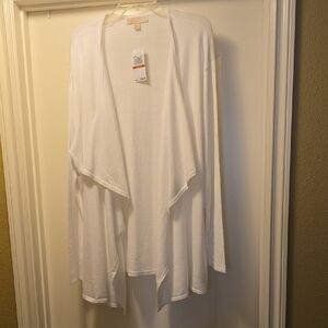 Michael Kors White Open-Front Draped Cardigan